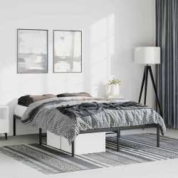 Cadre de lit métal sans matelas noir 135x190 cm 