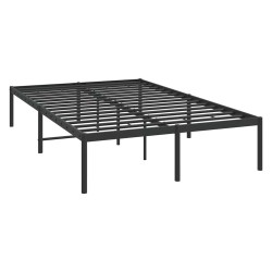 Cadre de lit métal sans matelas noir 135x190 cm 