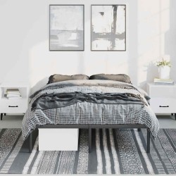 Cadre de lit métal sans matelas noir 135x190 cm 