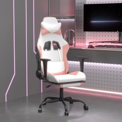 Chaise de jeu de massage avec repose-pied Blanc rose Similicuir 