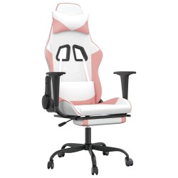 Chaise de jeu de massage avec repose-pied Blanc rose Similicuir 