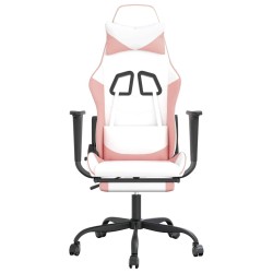 Chaise de jeu de massage avec repose-pied Blanc rose Similicuir 