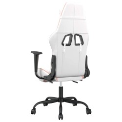 Chaise de jeu de massage avec repose-pied Blanc rose Similicuir 