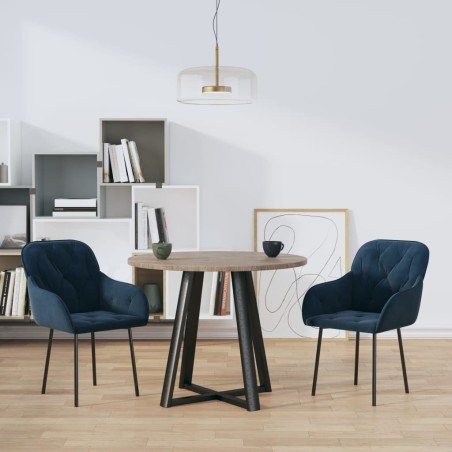 Chaises à manger lot de 2 Bleu Velours 