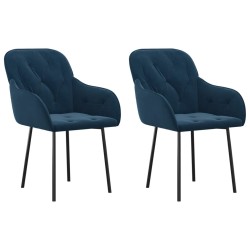 Chaises à manger lot de 2 Bleu Velours 