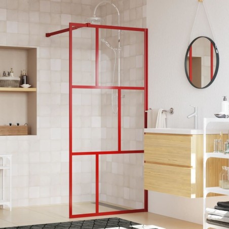 Paroi de douche avec verre ESG transparent rouge 80x195 cm 