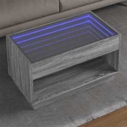 Table basse avec LED infini sonoma gris 90x50x50 cm 