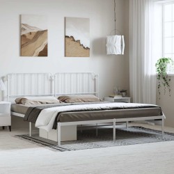 Cadre de lit métal sans matelas et tête de lit blanc 183x213 cm 