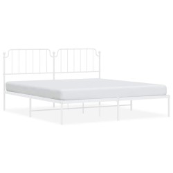 Cadre de lit métal sans matelas et tête de lit blanc 183x213 cm 