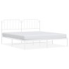 Cadre de lit métal sans matelas et tête de lit blanc 183x213 cm 