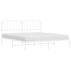 Cadre de lit métal sans matelas et tête de lit blanc 183x213 cm 