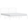 Cadre de lit métal sans matelas et tête de lit blanc 183x213 cm 