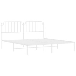 Cadre de lit métal sans matelas et tête de lit blanc 183x213 cm 