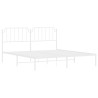 Cadre de lit métal sans matelas et tête de lit blanc 183x213 cm 