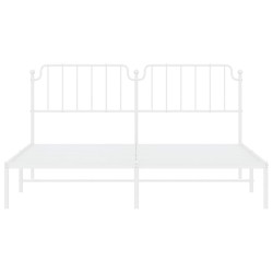 Cadre de lit métal sans matelas et tête de lit blanc 183x213 cm 