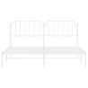 Cadre de lit métal sans matelas et tête de lit blanc 183x213 cm 