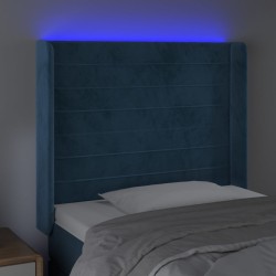 Tête de lit à LED Bleu foncé 83x16x118/128 cm Velours 