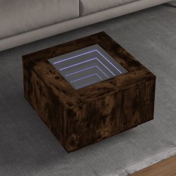 Table basse avec LED chêne fumé 60x60x40 cm bois d'ingénierie 