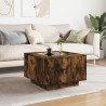 Table basse avec LED chêne fumé 60x60x40 cm bois d'ingénierie 