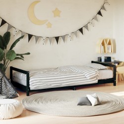 Cadre de lit pour enfants noir 90x190 cm bois de pin massif 