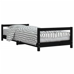 Cadre de lit pour enfants noir 90x190 cm bois de pin massif 