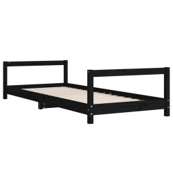 Cadre de lit pour enfants noir 90x190 cm bois de pin massif 