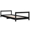 Cadre de lit pour enfants noir 90x190 cm bois de pin massif 