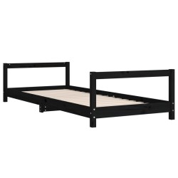 Cadre de lit pour enfants noir 90x190 cm bois de pin massif 