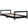 Cadre de lit pour enfants noir 90x190 cm bois de pin massif 