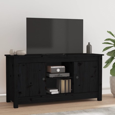 Meuble TV Noir 103x36,5x52 cm Bois de pin massif 