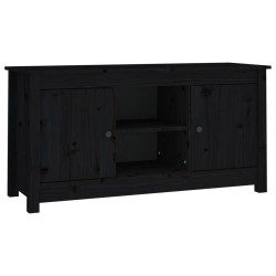 Meuble TV Noir 103x36,5x52 cm Bois de pin massif 