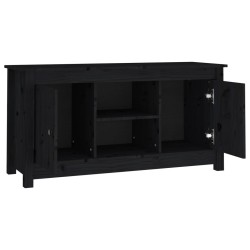 Meuble TV Noir 103x36,5x52 cm Bois de pin massif 
