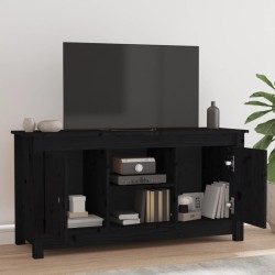 Meuble TV Noir 103x36,5x52 cm Bois de pin massif 