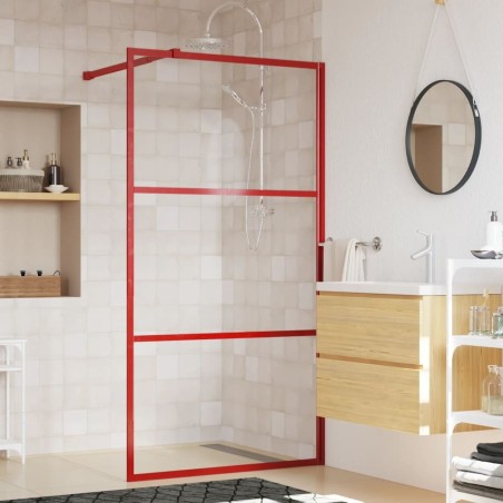 Paroi de douche avec verre ESG transparent rouge 100x195 cm 