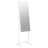 Armoire à bijoux avec miroir sur pied blanc 42x38x152 cm 