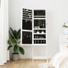 Armoire à bijoux avec miroir sur pied blanc 42x38x152 cm 