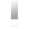 Armoire à bijoux avec miroir sur pied blanc 42x38x152 cm 