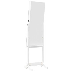 Armoire à bijoux avec miroir sur pied blanc 42x38x152 cm 
