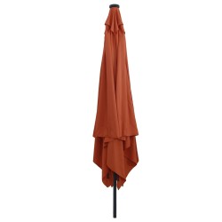Parasol de jardin carréavec lumières LED 295x245 cm Terracotta 
