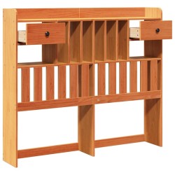 Tête de lit avec rangement cire marron 135cm bois massif de pin 