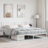 Cadre de lit métal sans matelas et tête de lit blanc 200x200 cm 