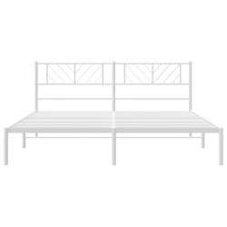 Cadre de lit métal sans matelas et tête de lit blanc 200x200 cm 