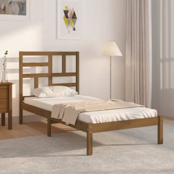 Cadre de lit sans matelas marron miel bois massif 100x200 cm 