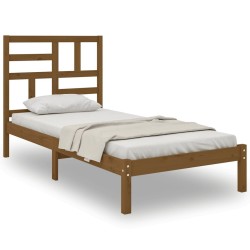 Cadre de lit sans matelas marron miel bois massif 100x200 cm 