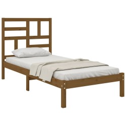 Cadre de lit sans matelas marron miel bois massif 100x200 cm 