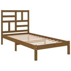 Cadre de lit sans matelas marron miel bois massif 100x200 cm 