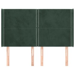 Tête de lit avec oreilles Vert foncé 147x16x118/128 cm Velours 