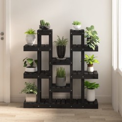 Support à plantes Noir 104,5x25x109,5 cm Bois massif de pin 