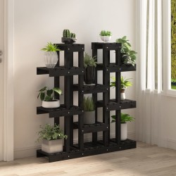Support à plantes Noir 104,5x25x109,5 cm Bois massif de pin 
