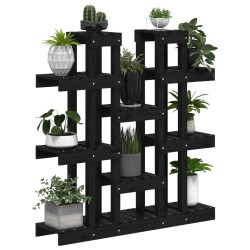 Support à plantes Noir 104,5x25x109,5 cm Bois massif de pin 